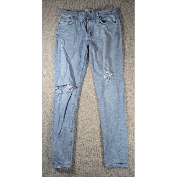 AGOLDE Sophie Mid Rise Skinny Ankle Distressed Jeans Women’s 28 Light Wash - Picture 1 of 8